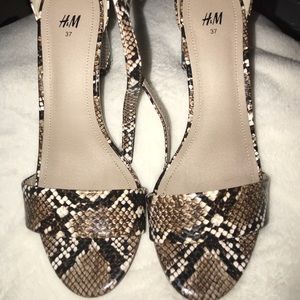 Snake Print Chunky Heels - Size 37 (7)